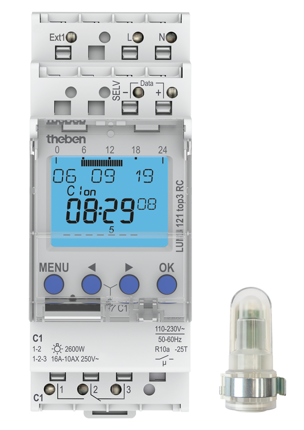 Interrupteur crépusculaire avec horloge programmable - Interrupteurs  crépusculaires Theben 